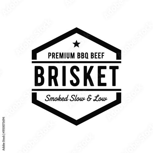 Vector illustration brisket logo design with premium bbq beef branding elements
