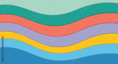 Colorful, wavy abstract background with layered, curved bands