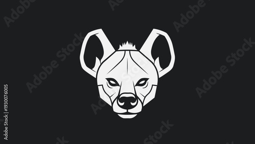 Geometric Hyena Head Logo Design White Outline.