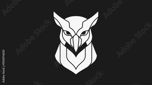 Geometric Owl Head Emblem with Sharp Lines.