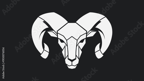 Geometric Ram Head Symbol Vector Art.