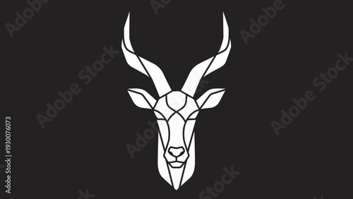 Geometric Stylized Antelope Head Silhouette Vector Art.