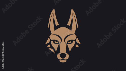 Geometric Wolf Head Emblem Design Abstract Art.