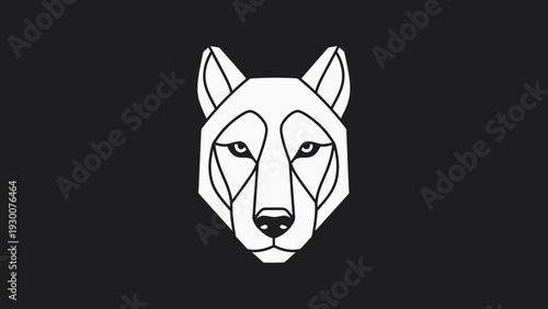 Geometric Wolf Head Emblem Minimalist Design.