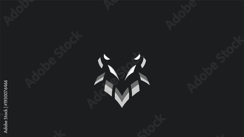 Geometric Wolf Head Emblem Abstract Design.