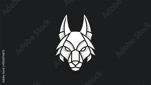 Geometric Wolf Head Logo Design Minimalist Style.