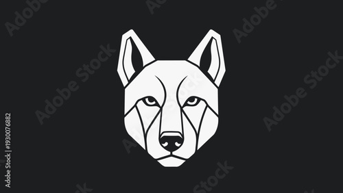 Geometric Wolf Head Logo Design Minimalist Style.