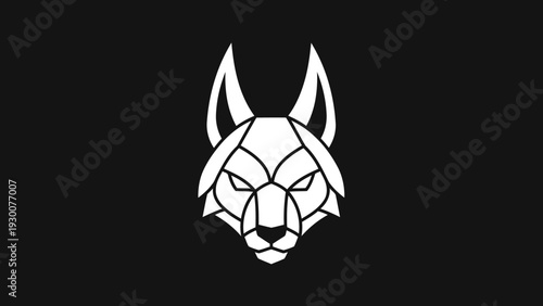 Geometric Wolf Head Logo Design on Black Background.