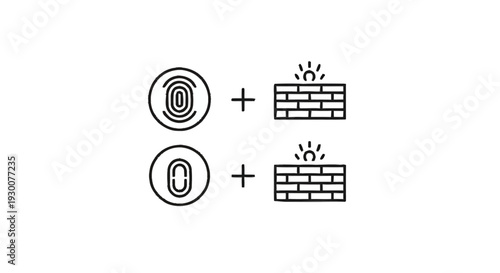 Fingerprint and Firewall Icons Representing Security Measures.