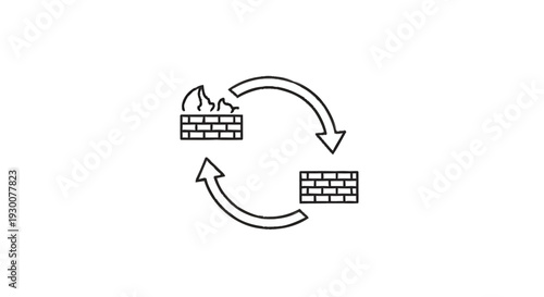 Firewall protection and network security cycle illustration.