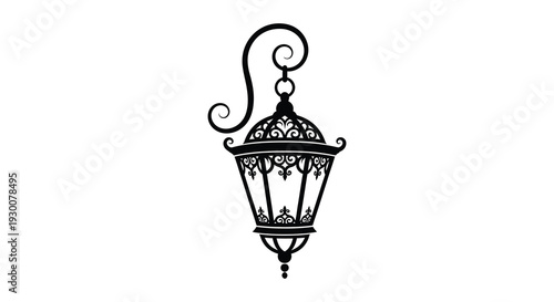 An elegant black silhouette of an ornate vintage lantern showcasing detailed design and classic styling silhouette high quality