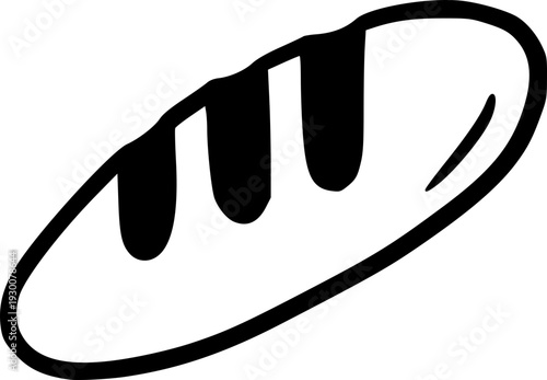 Hand Drawn Bread Loaf Bakery Line Art