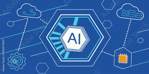 Future of work concept with businessman touching artificial intelligence brain network.