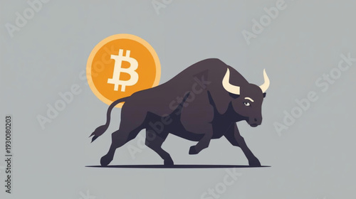 vector illustration of a bull bitcoin
