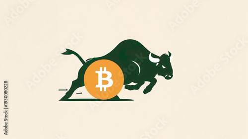vector illustration of bitcoin on bull market