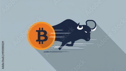 vector illustration of bitcoin on bull market