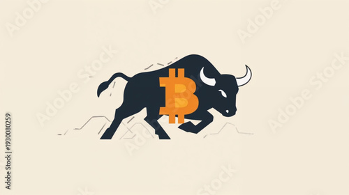 vector illustration of bitcoin on bull market