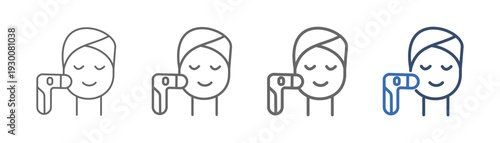 
outline icon set facial treatment with people design and facial skin care