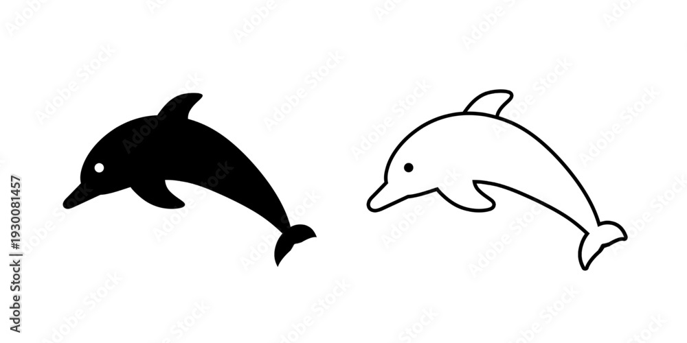 Fototapeta premium Dolphin set icon isolated on white background.