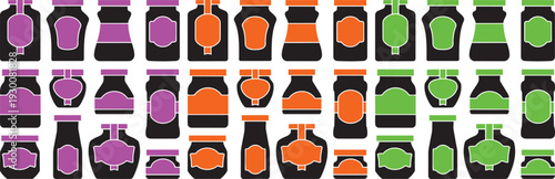 Assortment of Preserved Jars: A graphic assortment showcases a vibrant display of differently shaped jars, each filled with preserved goods, ready for branding and packaging. 