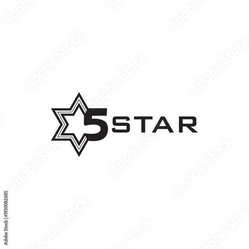 Abstract Black and White "5 STAR" Branding Symbol for Corporate Identity