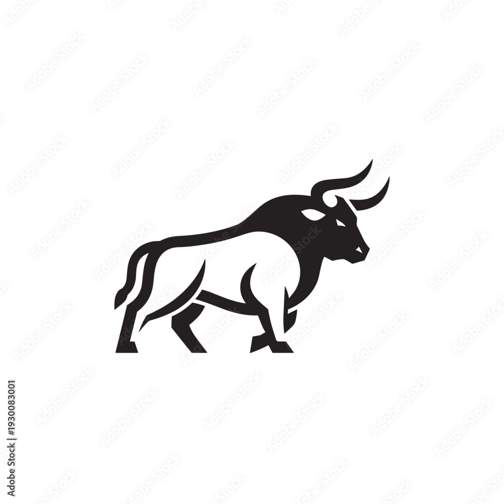 Fototapeta premium Powerful black and white minimalist bull logo design