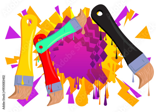 Brush graffiti with speech bubble. Abstract modern Messaging sign street art decoration, performed in urban painting style.