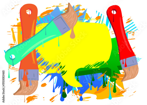 Brush graffiti with speech bubble. Abstract modern Messaging sign street art decoration, performed in urban painting style.