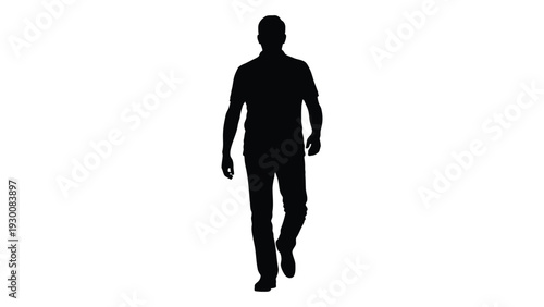 A man walking alone in a dark and mysterious environment isolated on white background, Vector