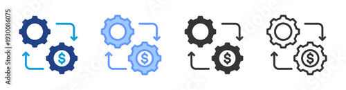 Business Process Management icon set multiple style collection