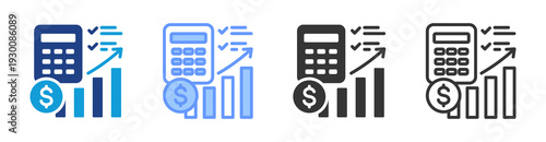 Financial Planning icon set multiple style collection