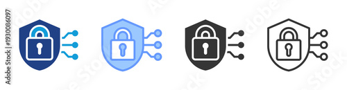 Cybersecurity icon set multiple style collection