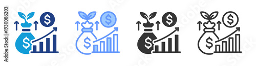 Revenue Generation icon set multiple style collection