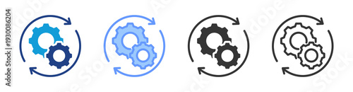 Process Automation icon set multiple style collection