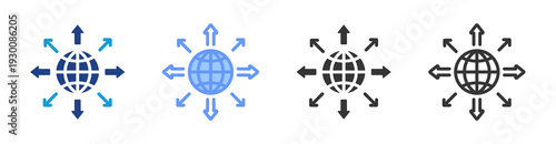 Global Expansion icon set multiple style collection