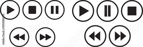 Multimedia control button: An array of multimedia control buttons in a circular design arranged, each representing fundamental function.