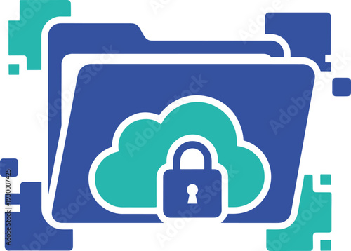 Cloud data storage and security folder icon