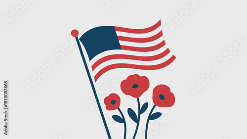 American flag poppies remembrance