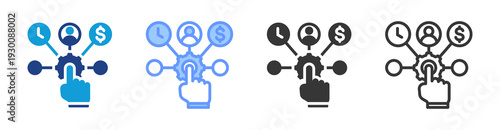 Resource Allocation icon set multiple style collection