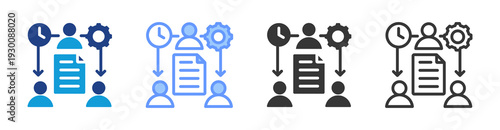 Task Delegation icon set multiple style collection