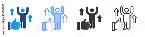 Employee Motivation icon set multiple style collection