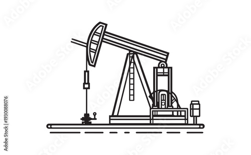 Vector illustration of an oil pump jack