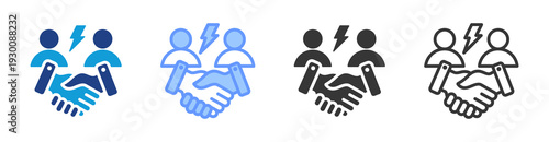Conflict Mediation icon set multiple style collection