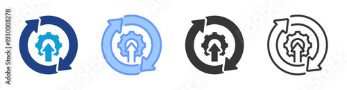 Process Improvement icon set multiple style collection