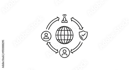 Global network security and data protection concept illustration.
