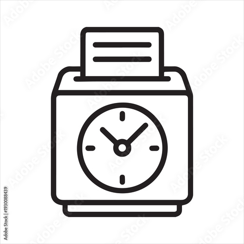Time card punch clock outline icon vector