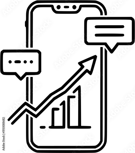 Digital Marketing Growth Line Icon Vector