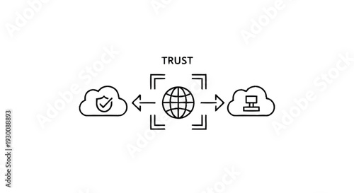Global Trust and Secure Cloud Connection Concept.