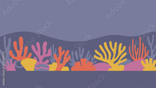 Colorful coral reef underwater marine illustration