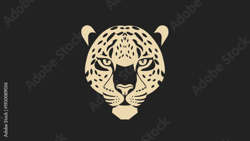 Golden Jaguar Head Emblem on Black Background.